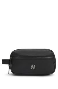 Twill washbag with Double B monogram hardware, Black