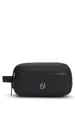 Toiletry case in structured twill with logo