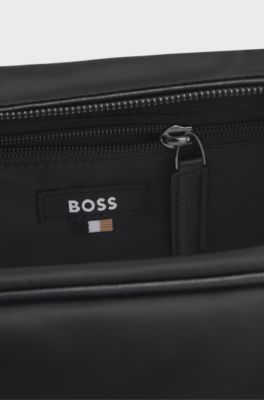 Twill washbag with Double B monogram hardware, Black
