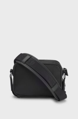 Sac port&eacute; crois&eacute; &agrave; motif monogramme, Noir