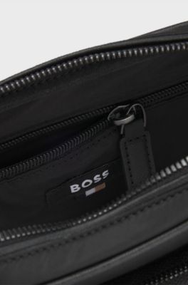 Sac port&eacute; crois&eacute; &agrave; motif monogramme, Noir
