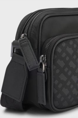 Sac port&eacute; crois&eacute; &agrave; motif monogramme, Noir