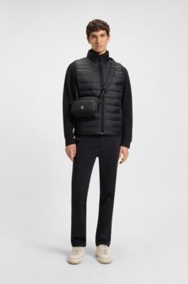 Crossbody bag with monogram pattern, Black