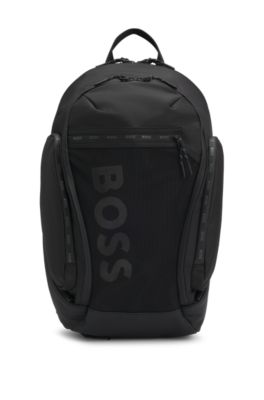 Logo backpack with mesh front pocket, Black