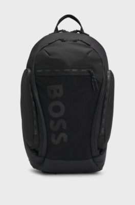 Logo backpack with mesh front pocket, Black