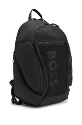 Logo backpack with mesh front pocket, Black