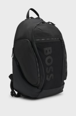 Logo backpack with mesh front pocket, Black