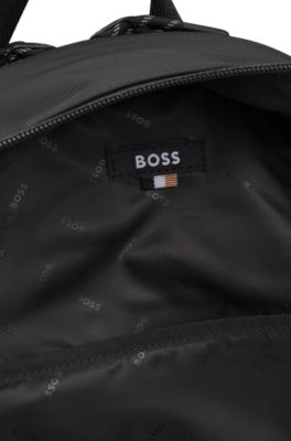 Logo backpack with mesh front pocket, Black