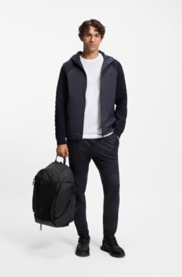 Logo backpack with mesh front pocket, Black