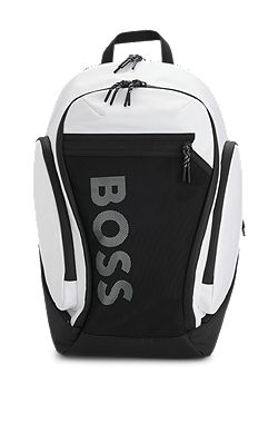 Logo backpack with mesh front pocket
