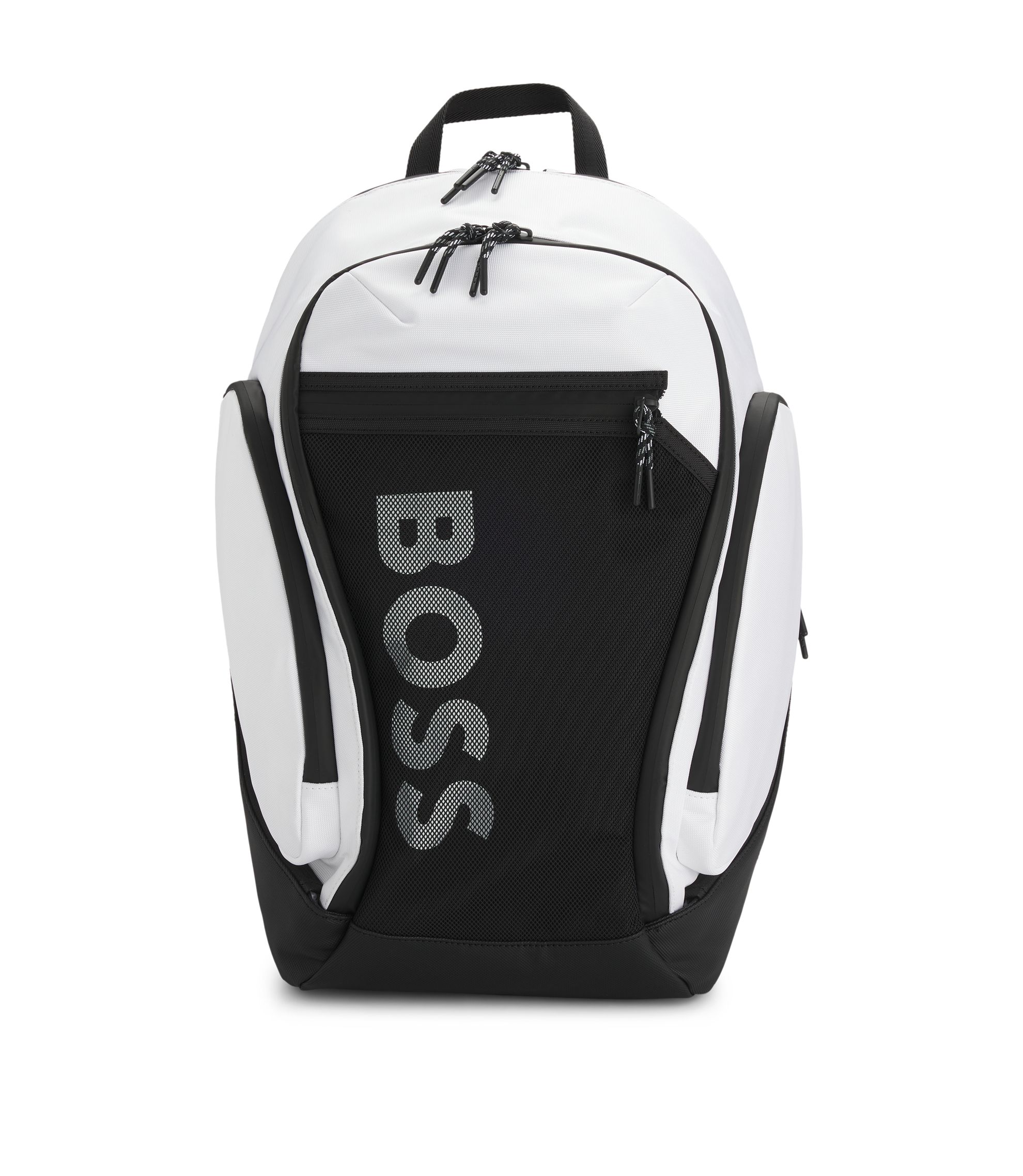 HUGO BOSS ボストンバッグ BOSS - Logo backpack with mesh front pocket - White