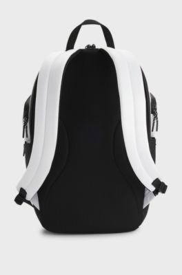 Logo backpack with mesh front pocket, White