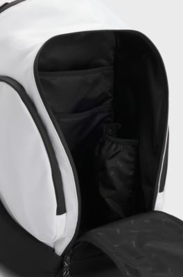 Logo backpack with mesh front pocket, White