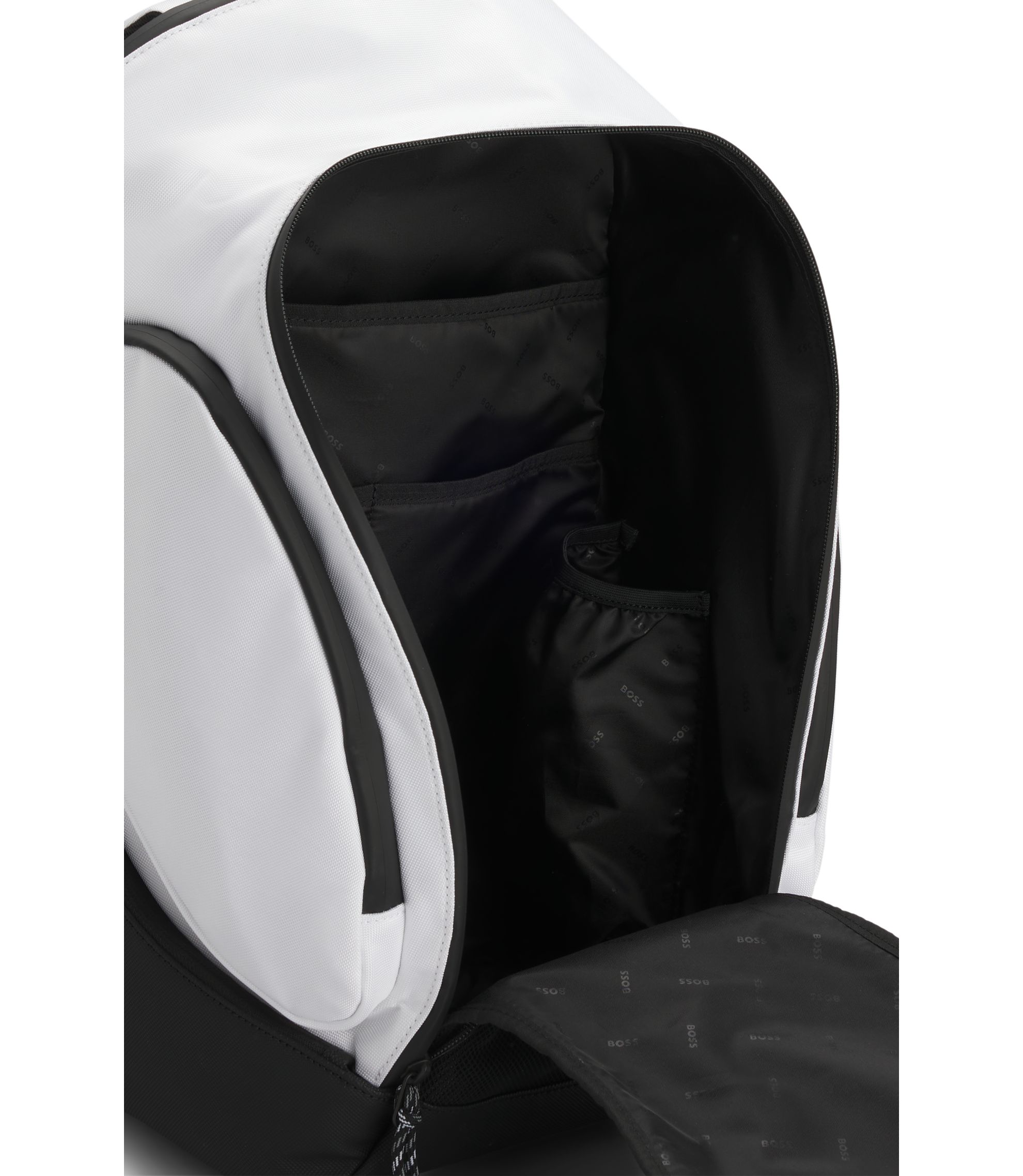 BOSS - Logo backpack with mesh front pocket - White