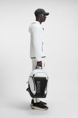 Sac &agrave; dos logot&eacute; avec poche avant en mesh, Blanc