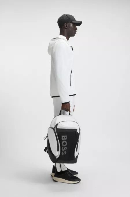 Logo backpack with mesh front pocket