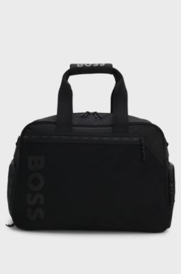 Colour-blocked holdall with reflective logo, Black