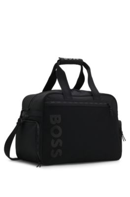 Colour-blocked holdall with reflective logo, Black