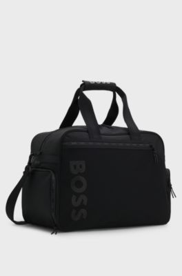 Colour-blocked holdall with reflective logo, Black