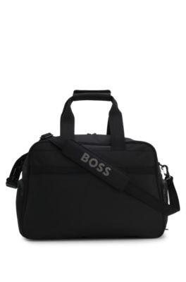 Colour-blocked holdall with reflective logo, Black