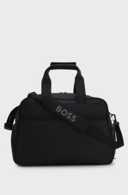 Colour-blocked holdall with reflective logo, Black
