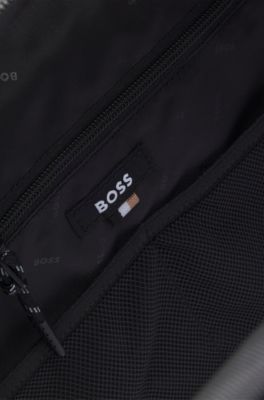 Weekendtas met blokkleuren en reflecterend logo, Zwart