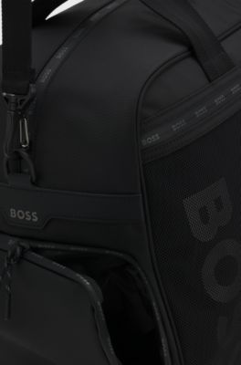 Colour-blocked holdall with reflective logo, Black