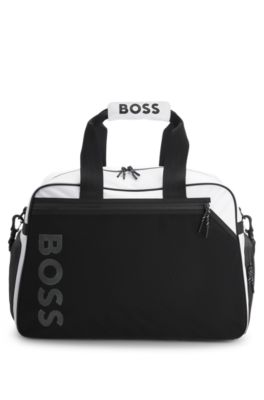 Colour-blocked holdall with reflective logo, White