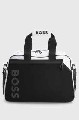 Colour-blocked holdall with reflective logo, White