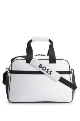 Colour-blocked holdall with reflective logo, White