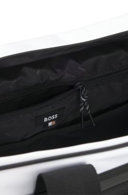 Colour-blocked holdall with reflective logo, White