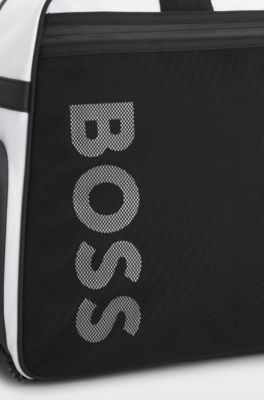 Weekendtas met blokkleuren en reflecterend logo, Wit