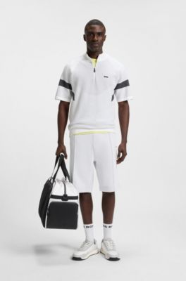 Colour-blocked holdall with reflective logo, White