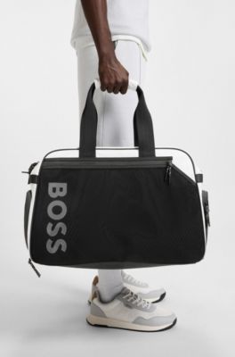 Colour-blocked holdall with reflective logo, White