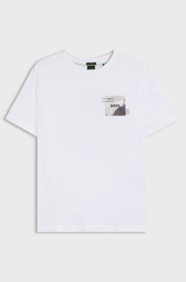 Relaxed-fit T-shirt with decorative reflective accents, White