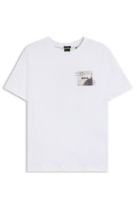 Relaxed-fit T-shirt with decorative reflective accents, White