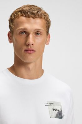 Relaxed-Fit T-Shirt mit dekorativen reflektierenden Akzenten, Wei&szlig;