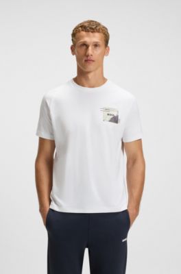 Relaxed-fit T-shirt with decorative reflective accents, White