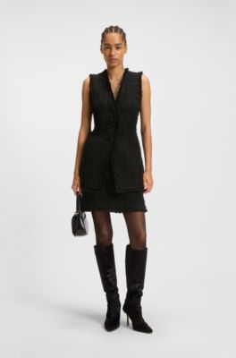 Jupe courte en tweed de velours, Noir