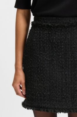 Mini skirt in velvet tweed, Black