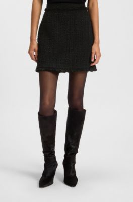 Mini skirt in velvet tweed, Black