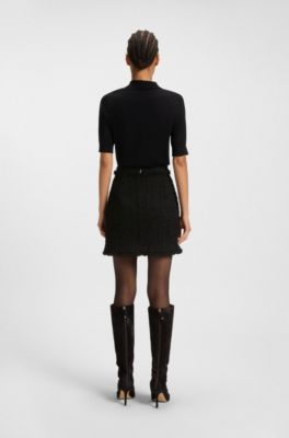 Mini skirt in velvet tweed, Black