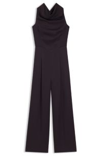 Sablé jumpsuit with draped neckline, Dark Purple