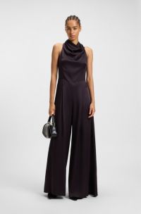 Sablé jumpsuit with draped neckline, Dark Purple