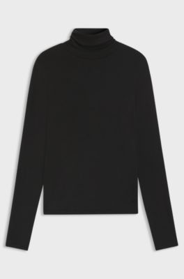 Rollneck top in stretch jersey, Black