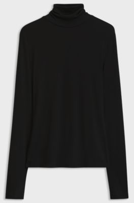 Rollneck top in stretch jersey, Black