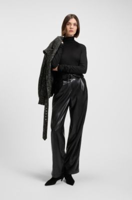 Rollneck top in stretch jersey, Black