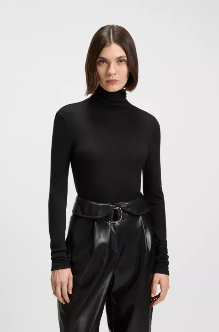 Rollneck top in stretch jersey