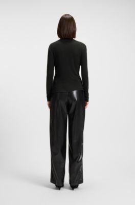 Rollneck top in stretch jersey, Black