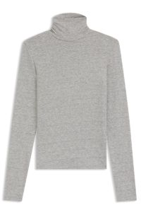 Rollneck top in stretch jersey, Light Grey
